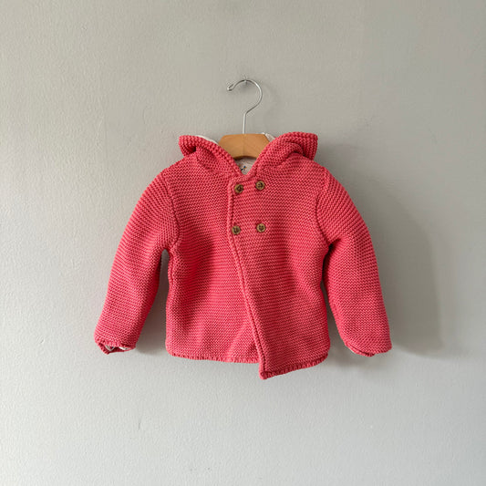 M&S / Orange lined cotton knit jacket / 12-18M