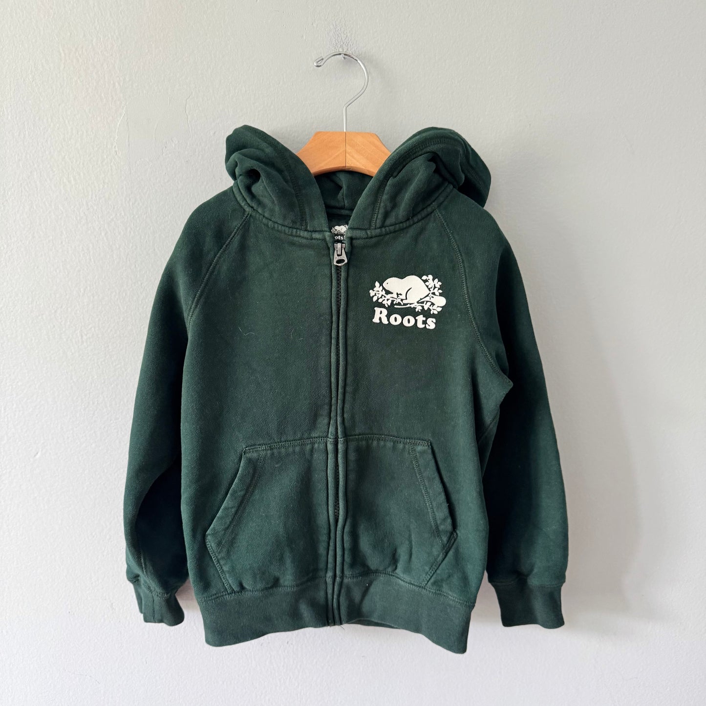 Roots / Green zip up hoodie / 5-6Y