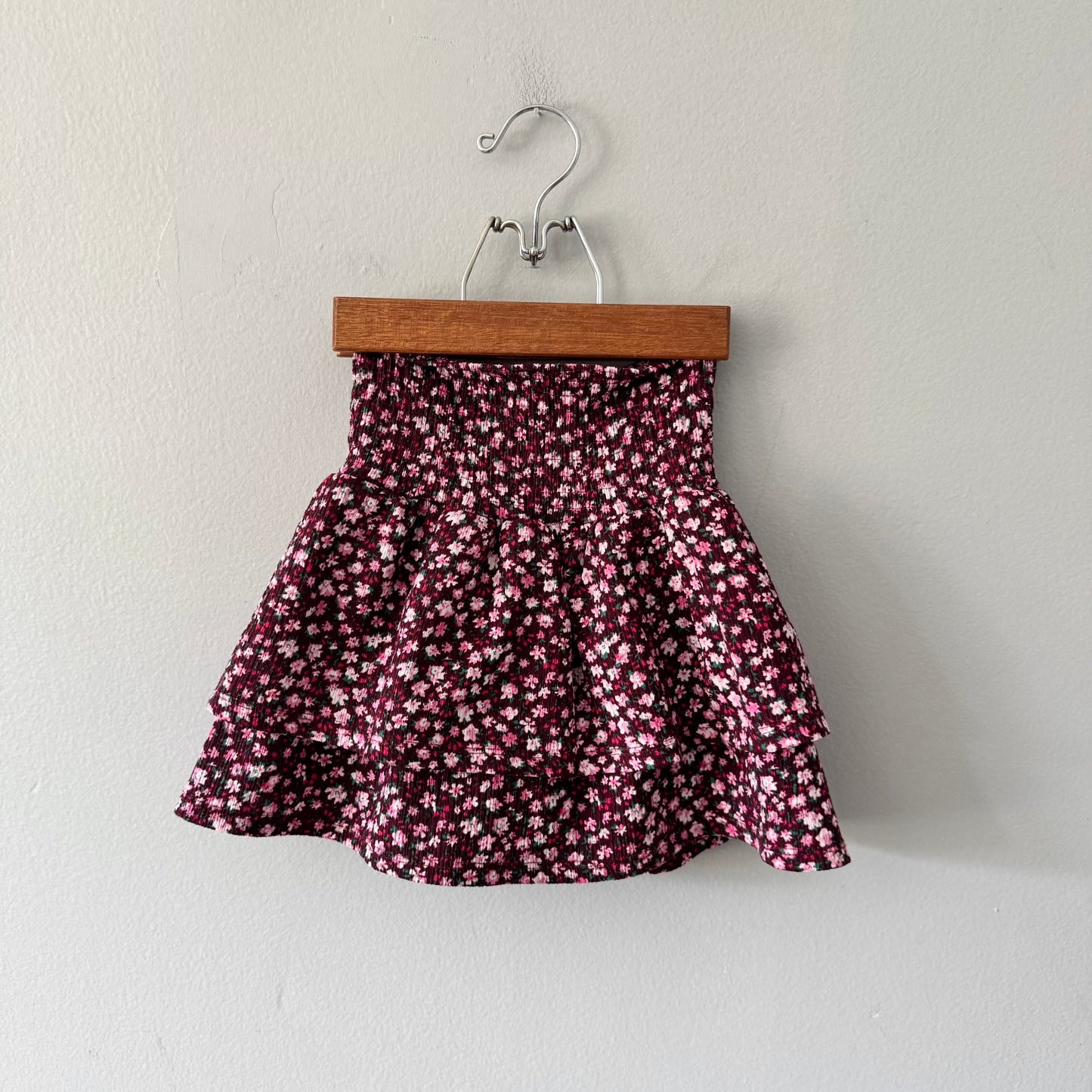 Zara / Burgundy x floral skirt / 7Y