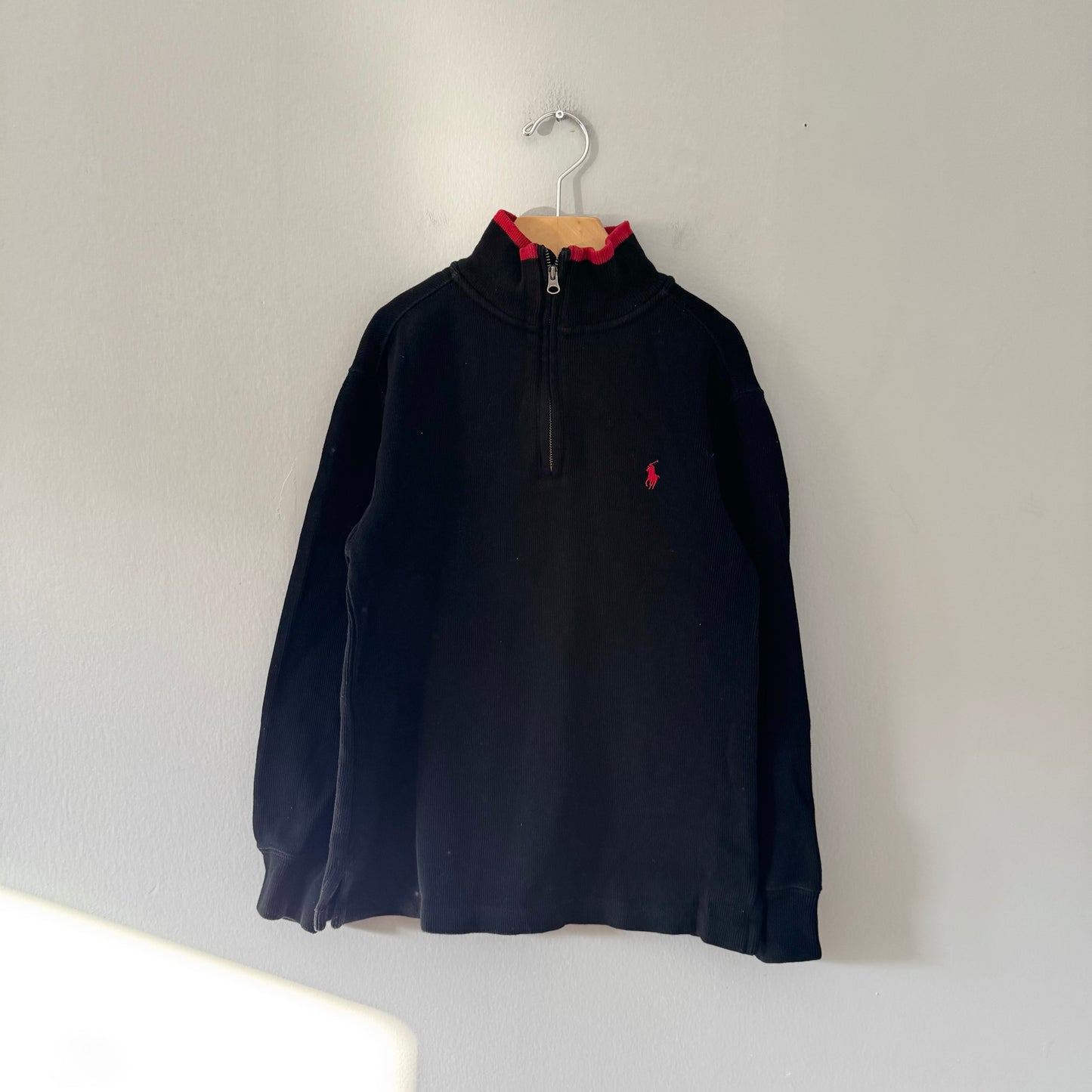 Polo Ralph Lauren	/ Black half zip up crew top	/ 8Y