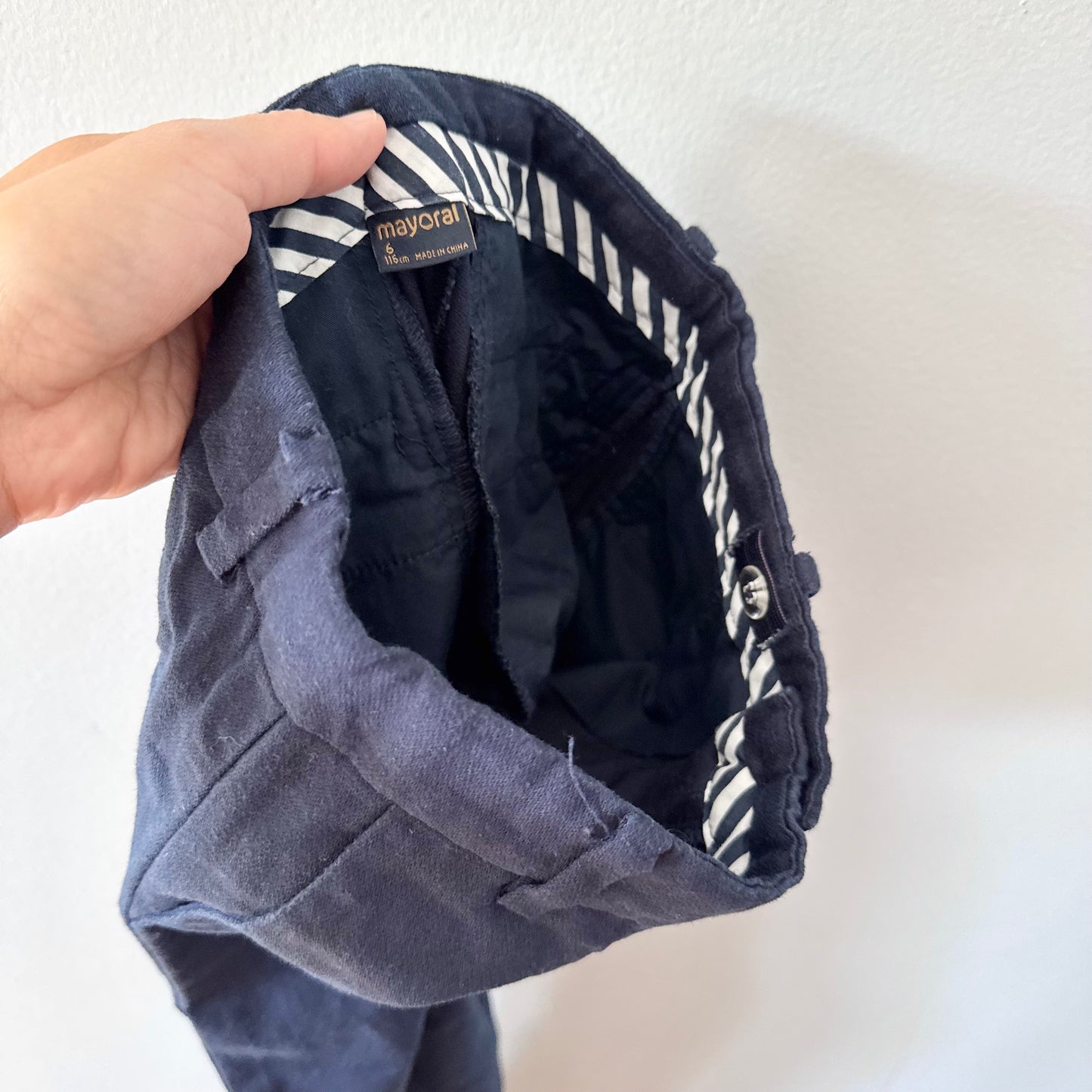 Mayoral / Navy cotton x linen pants / 6Y