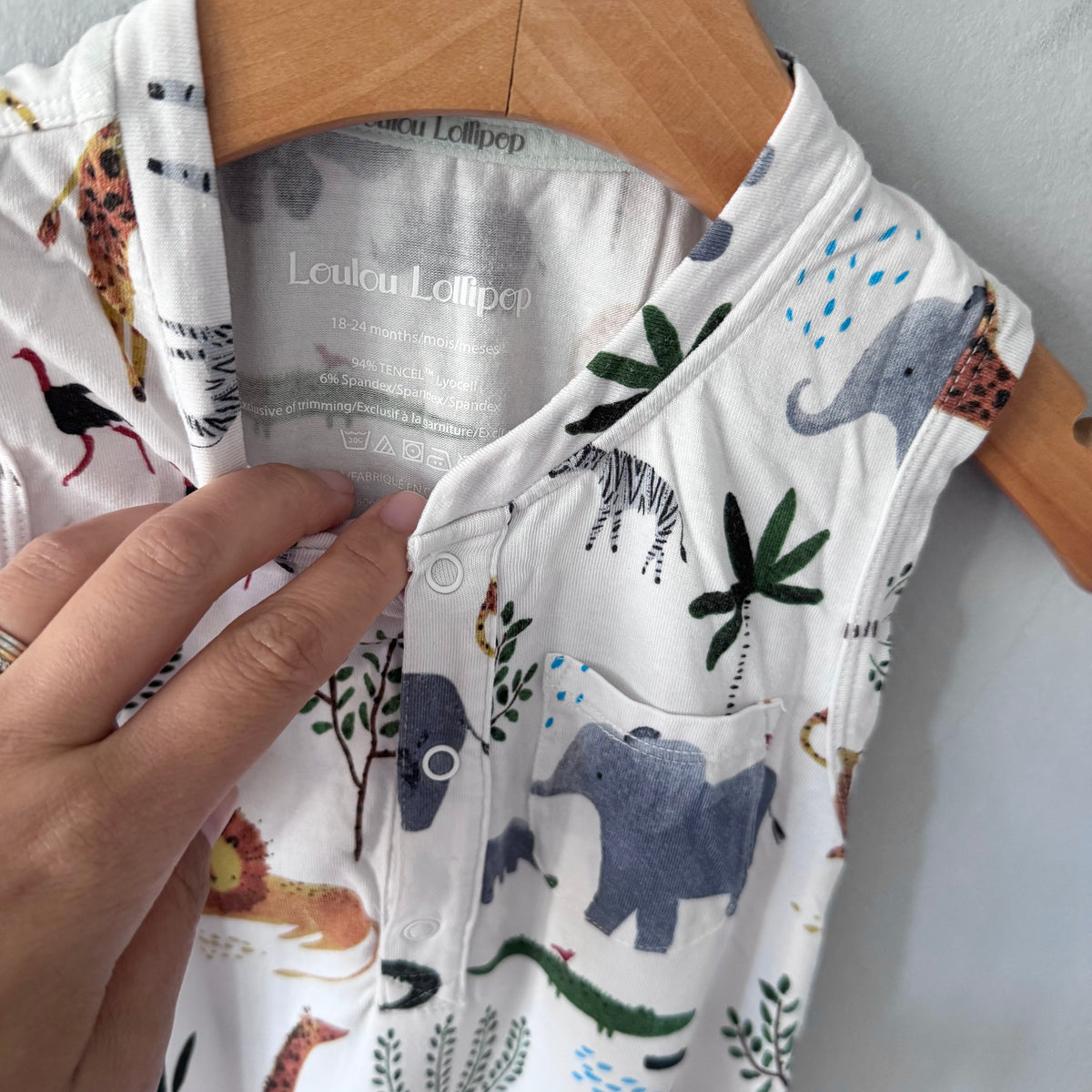 Loulou Lollipop / White x safari tank romper / 18-24M