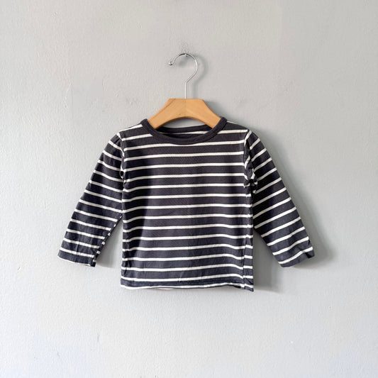 Mini mioche / Dark grey stripe long sleeve / 18-24M