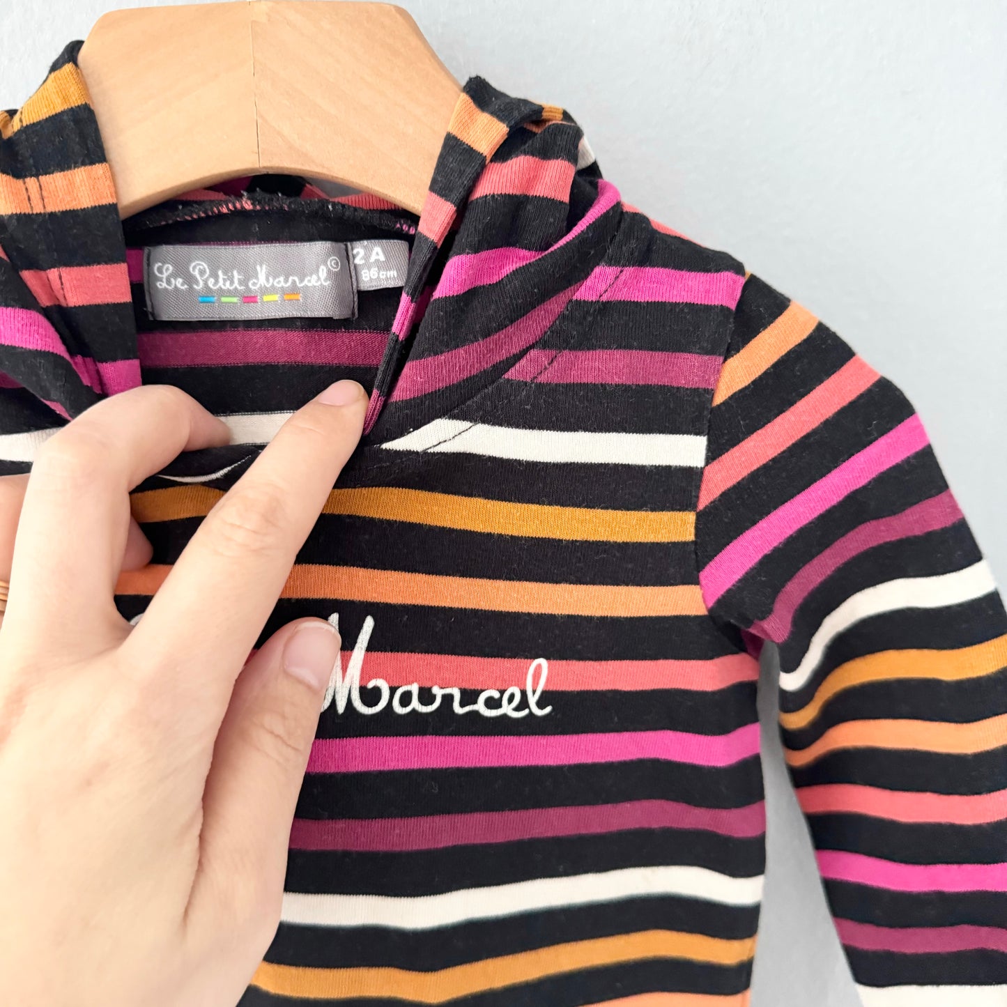 Le petit Marcel / Black x stripe dress / 2T