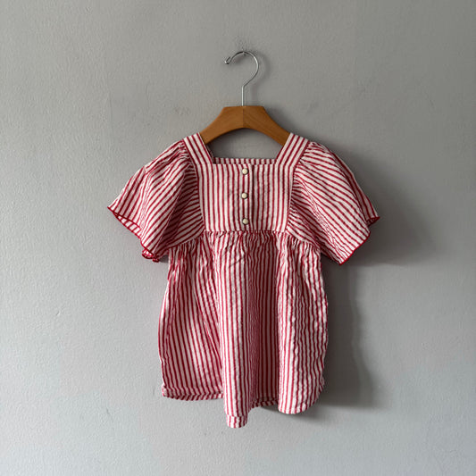 Zara / Red x white stripe dress / 18-24M
