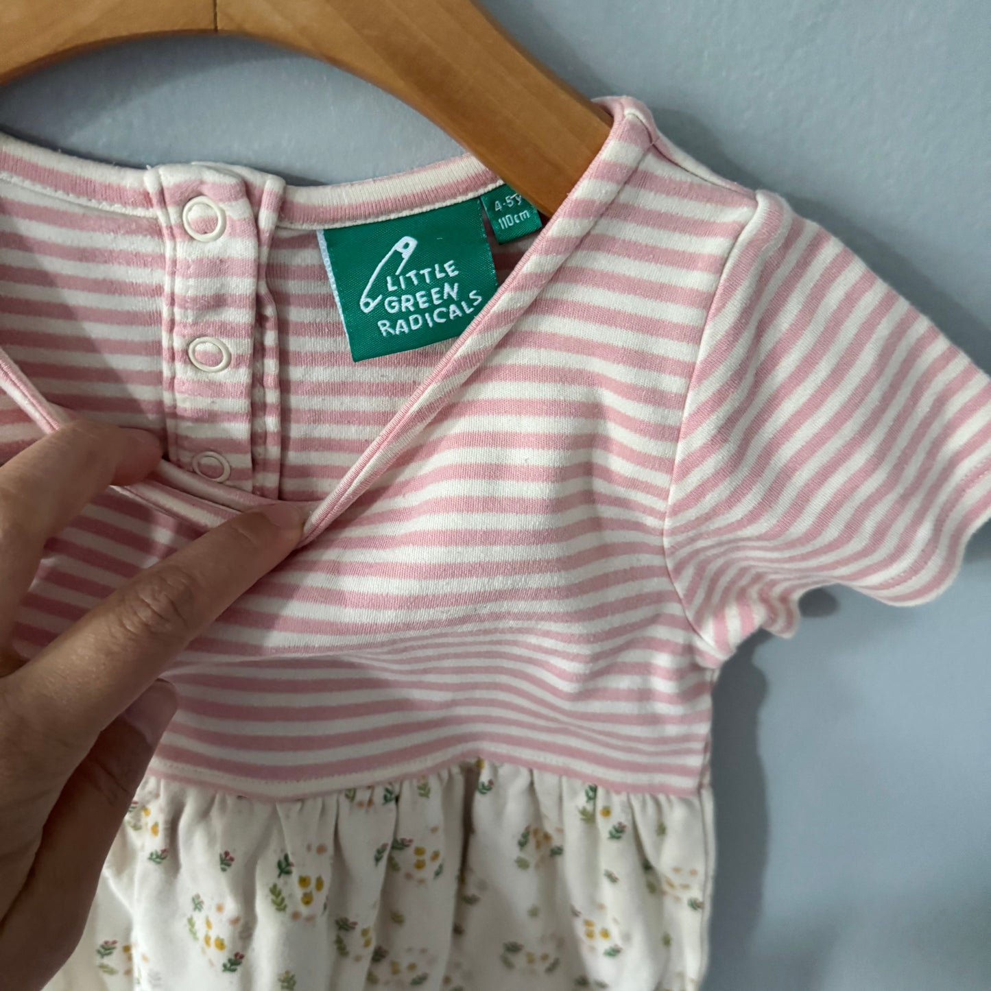 Little Green Radicals / Stripe x floral dress / 4-5Y