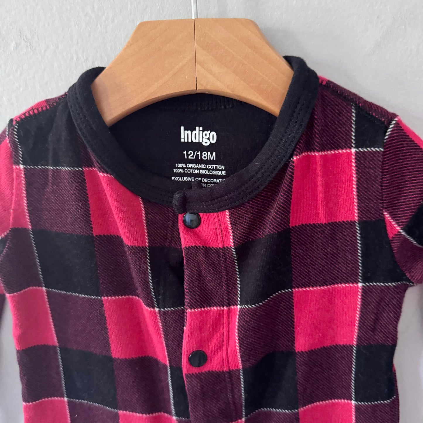 Indigo baby / Plaid romper / 12-18M