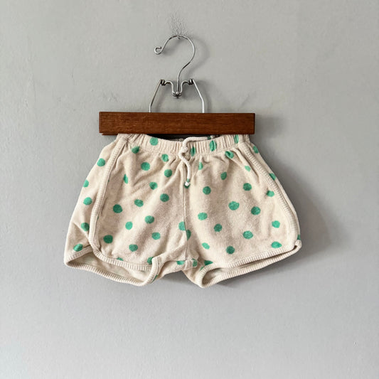 Zara / Ivory x green dots shorts / 12-18M