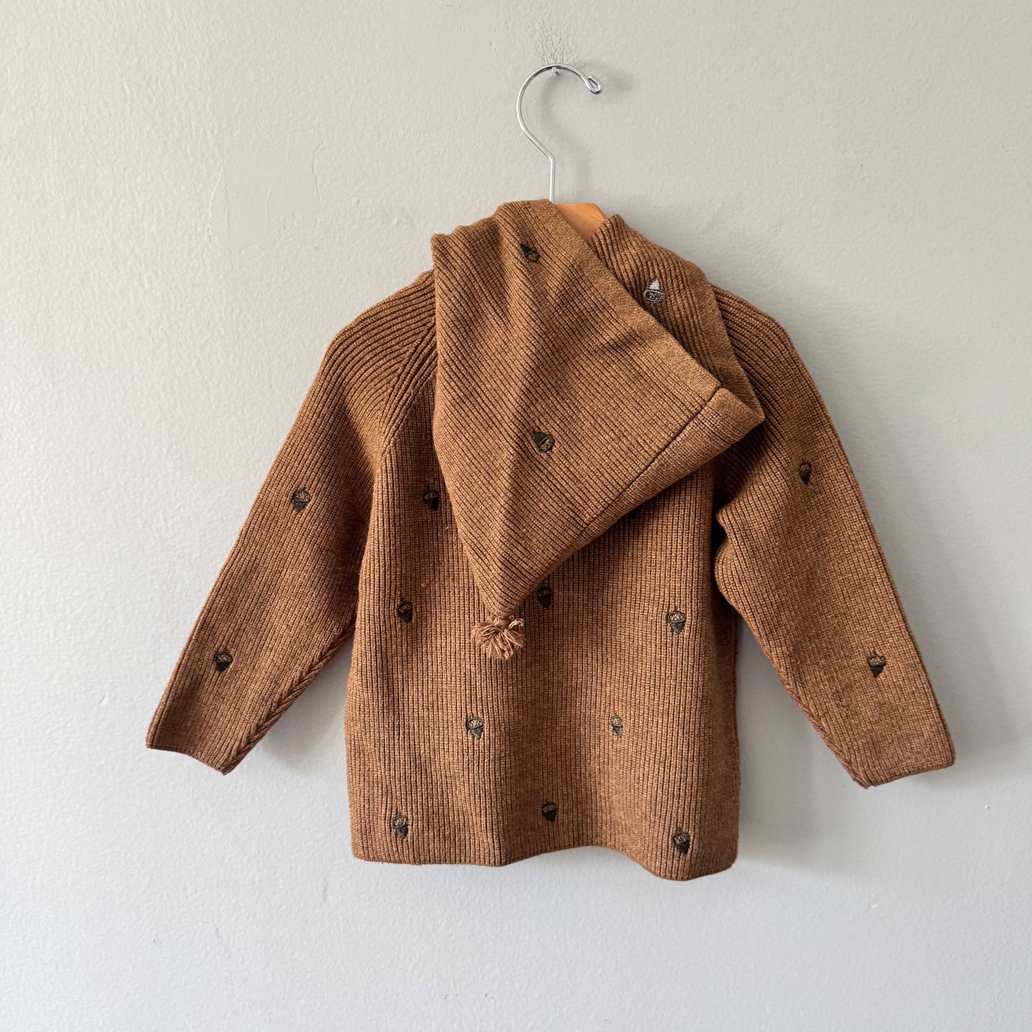 Zara / Brown x acorn knit cardigan / 2-3Y