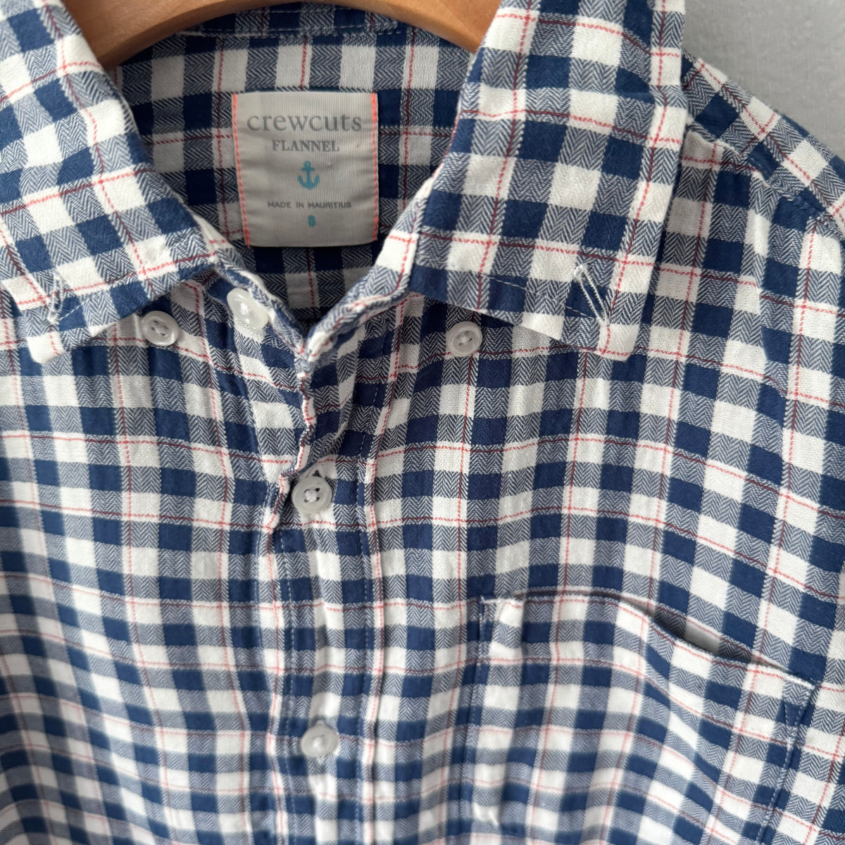 Crewcuts / White blue gingham flannel shirt / 8Y