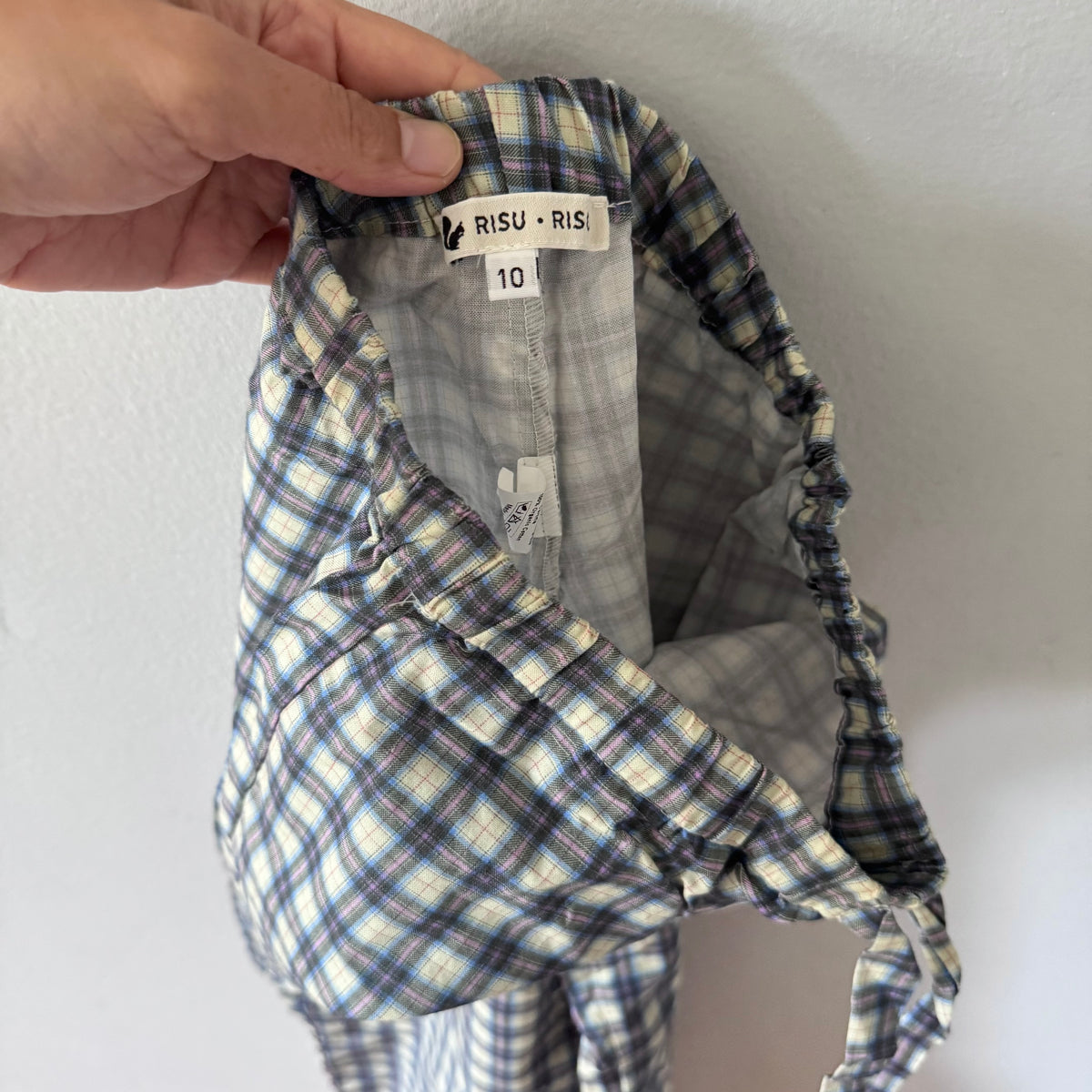 Risu Risu / Checked blouse and pants set / 10Y - New with tag