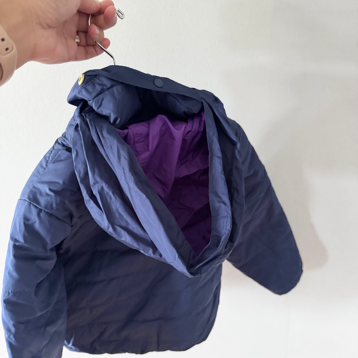 Crewcuts / Navy x purple reversible puffer / 4-5Y