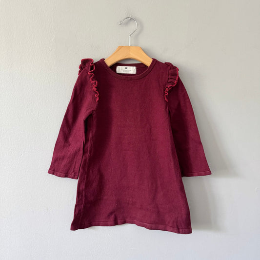 H&M /  Burgundy cotton knit dress/ 2-4Y