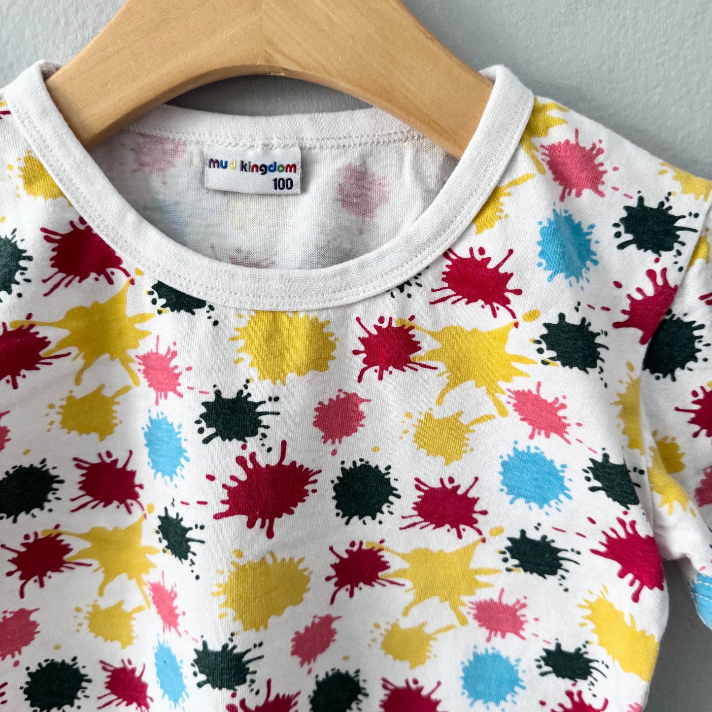 Mud Kingdom / White x paint T-shirt / 3Y(100cm)