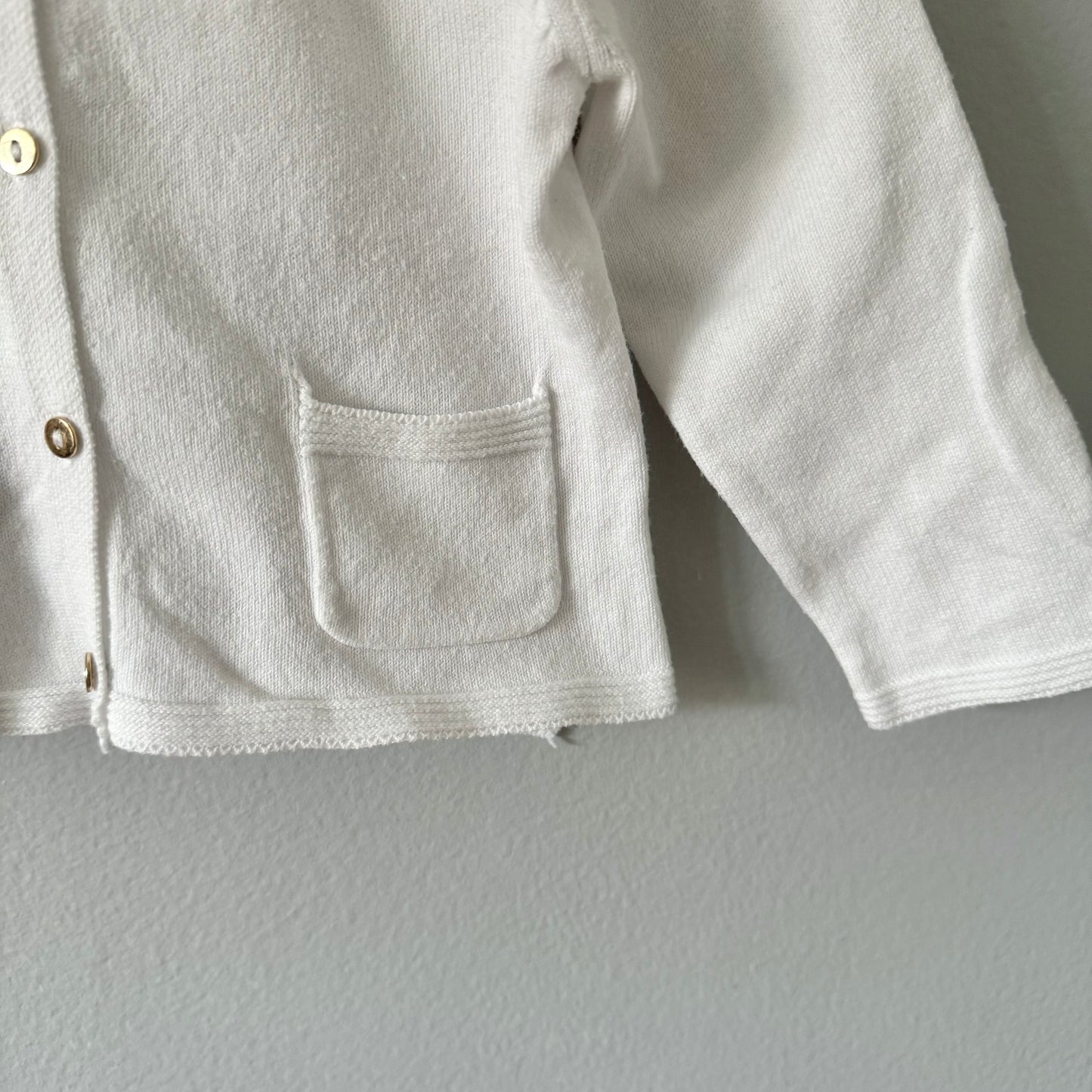Zara / White cotton knit cardigan / 9-12M