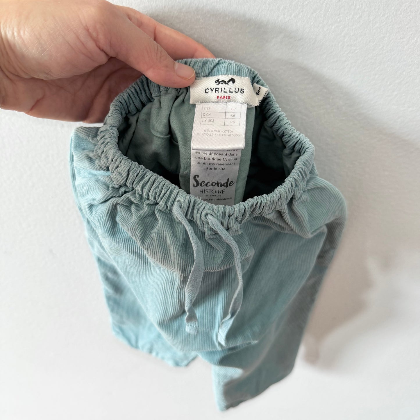 Cyrillus / Pantalon en velours côtelé bleu / 6M