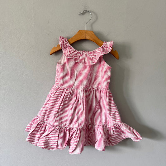 Polo Ralph Lauren / Pink white stripe dress & bloomer / 24M