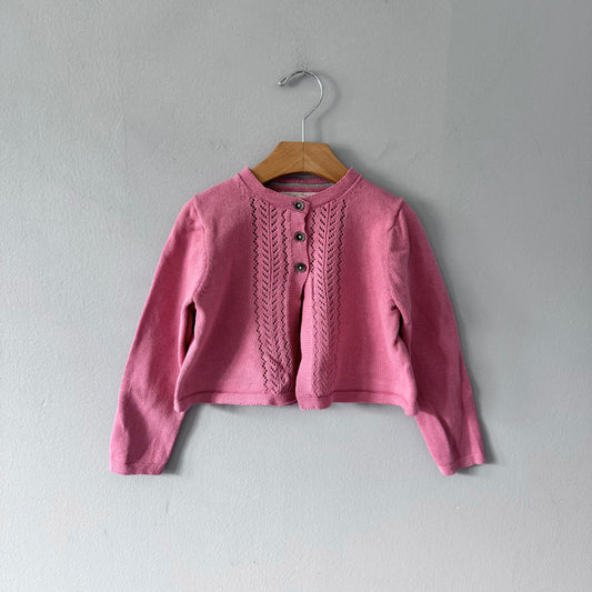 Mini boden / Pink cotton knit cardigan / 2-3Y