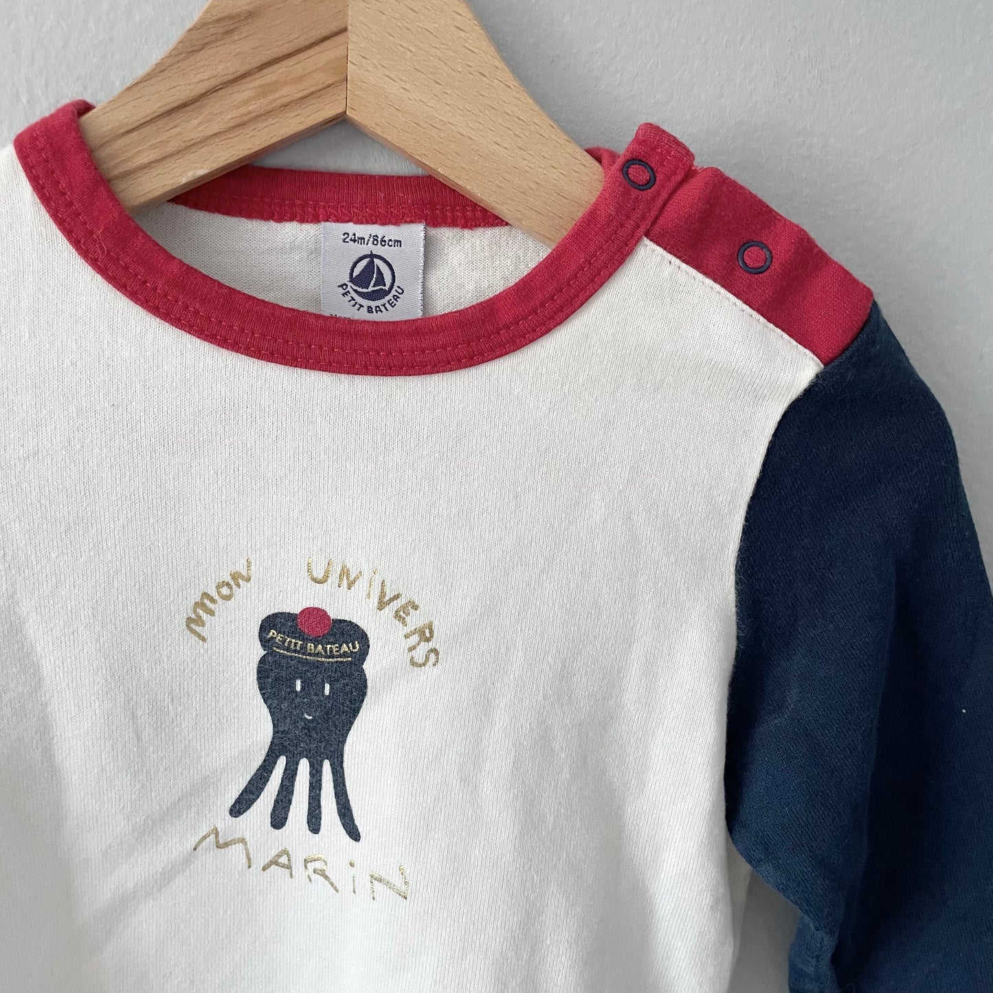 Petit Bateau / Long sleeve top - Mon univers Marin / 24M