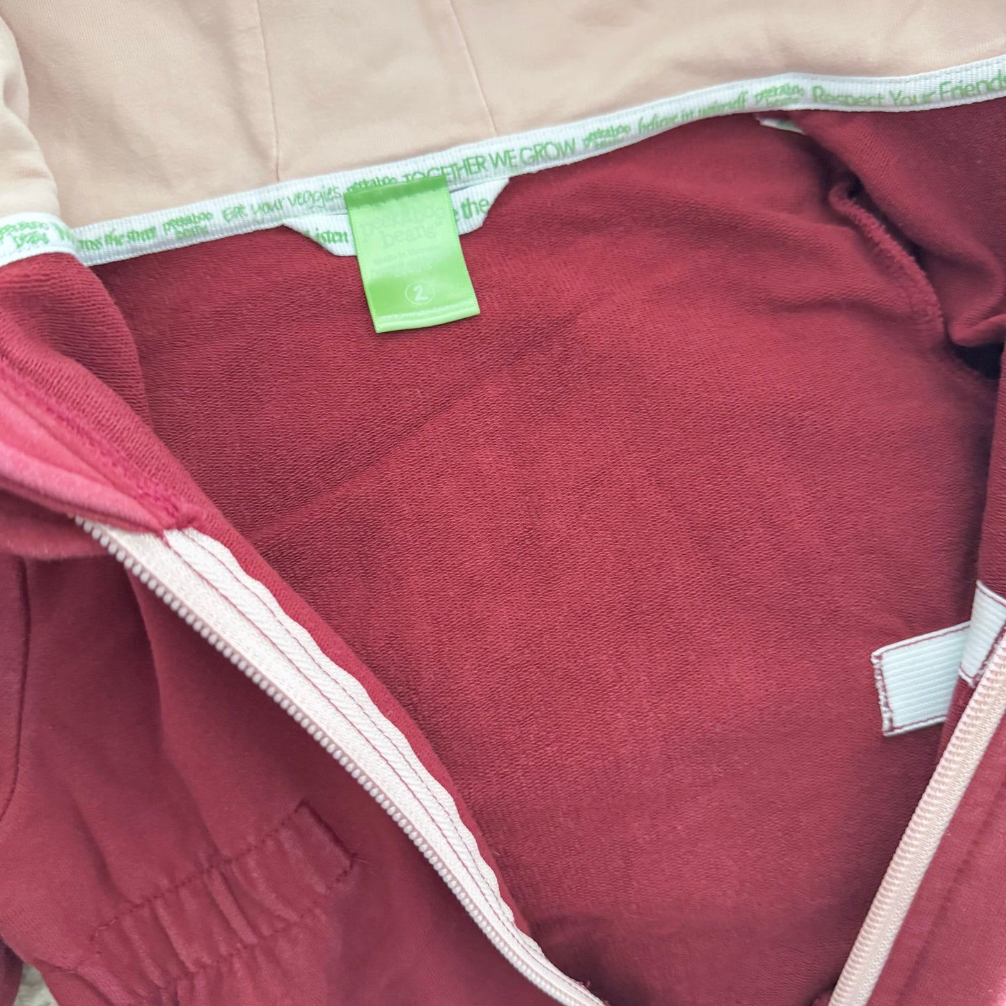 PK beans / Burgundy zip up hoodie / 2Y