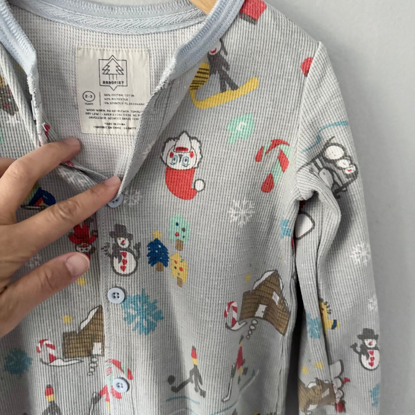 Arborist / Light grey holiday romper / 2-3Y