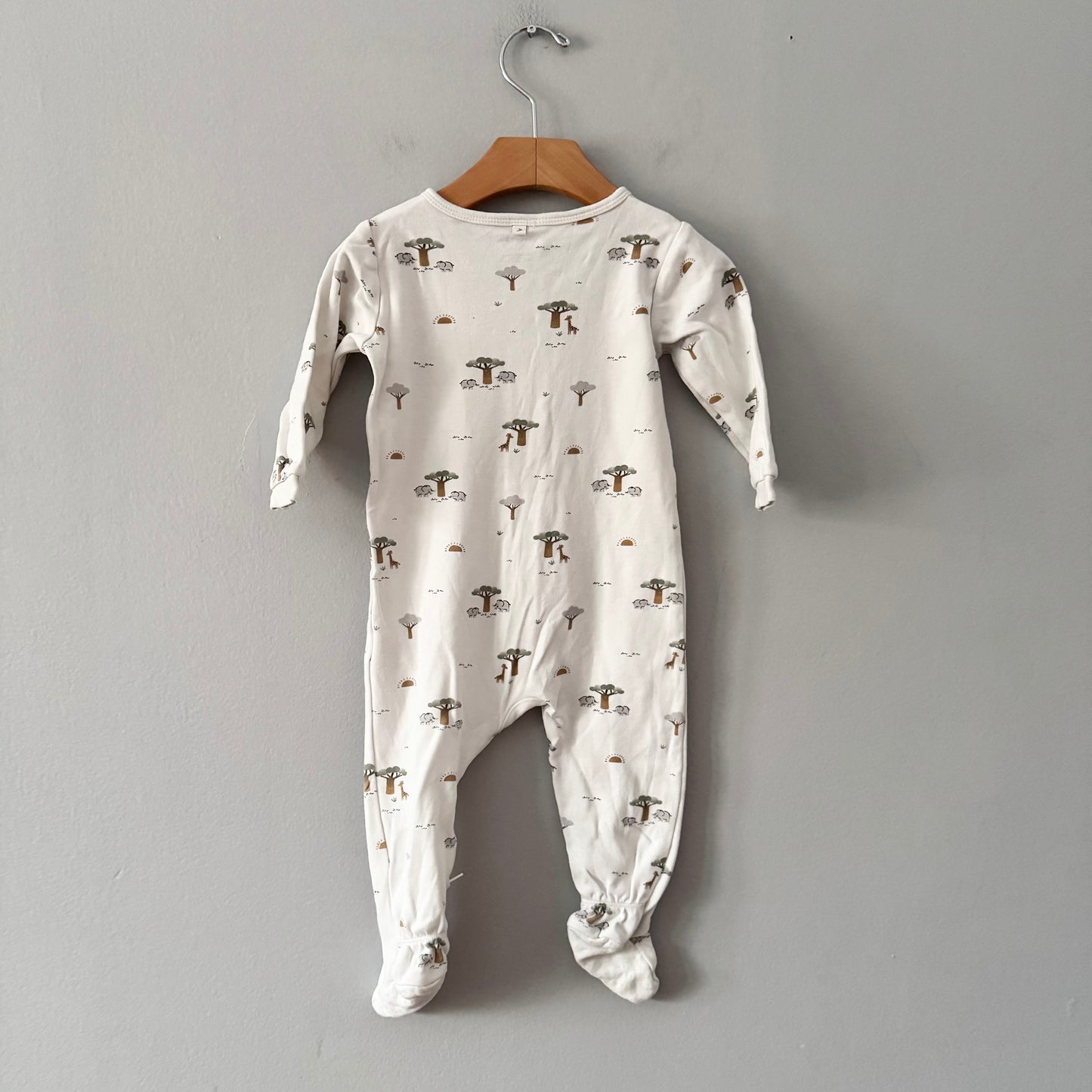 Petit lem / White x tree elephant romper / 12M