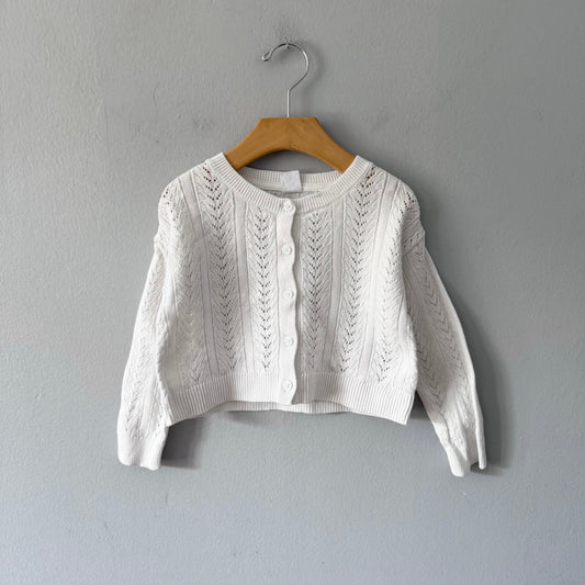 Gap / White cotton knit cardigan / 3Y