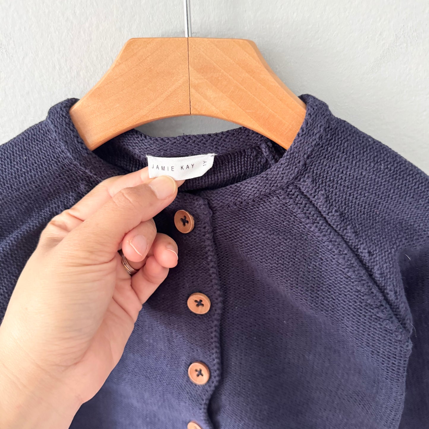 Jamie Kay / Navy cotton knit cardigan / 1Y
