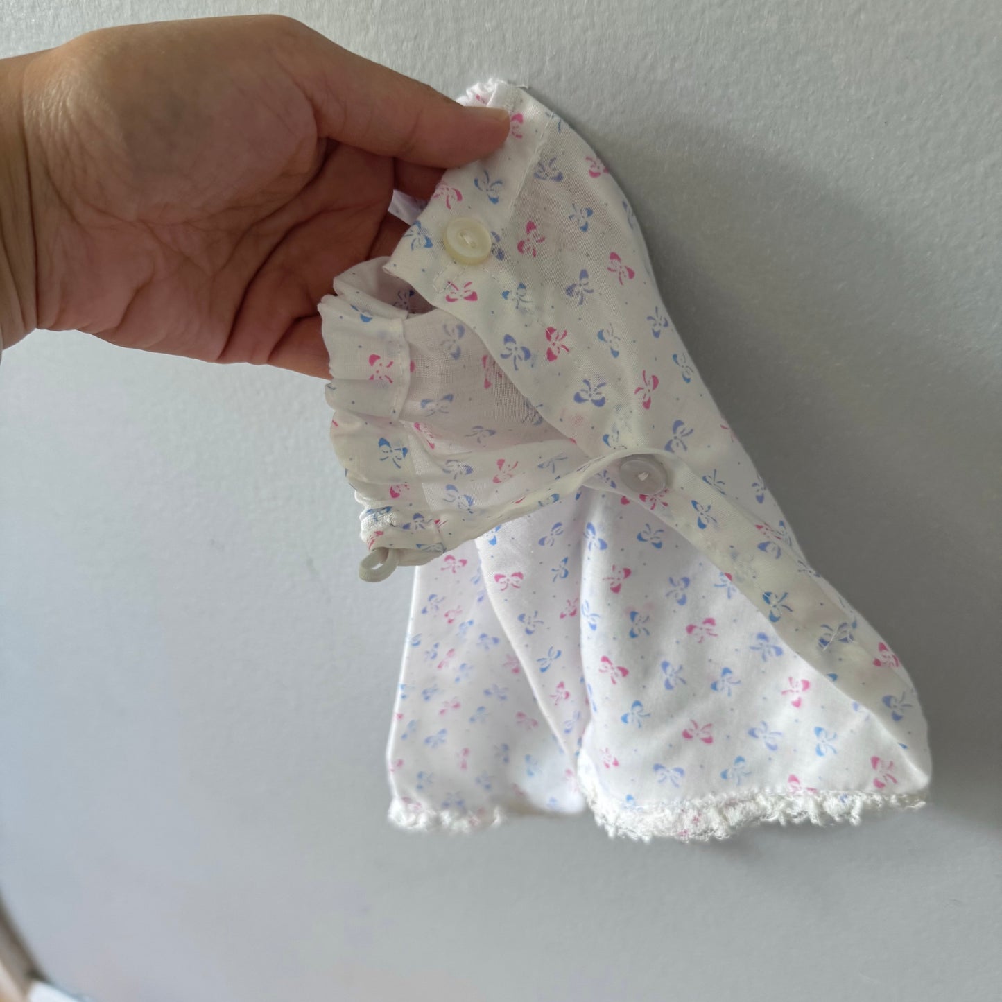 Vintage / White x blue dress and bloomer set / 12M
