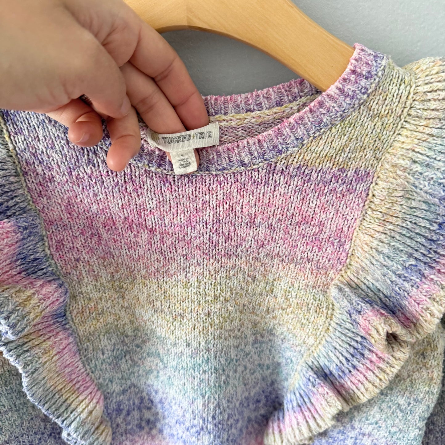 Tucker + Tate / Purple, pink knit ruffle top / 5Y