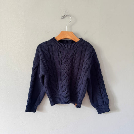 Roots / Navy cable knit pullover / 3T