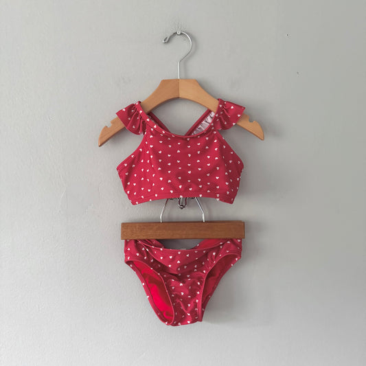 Gap / Red x hearts bikini set / 4Y