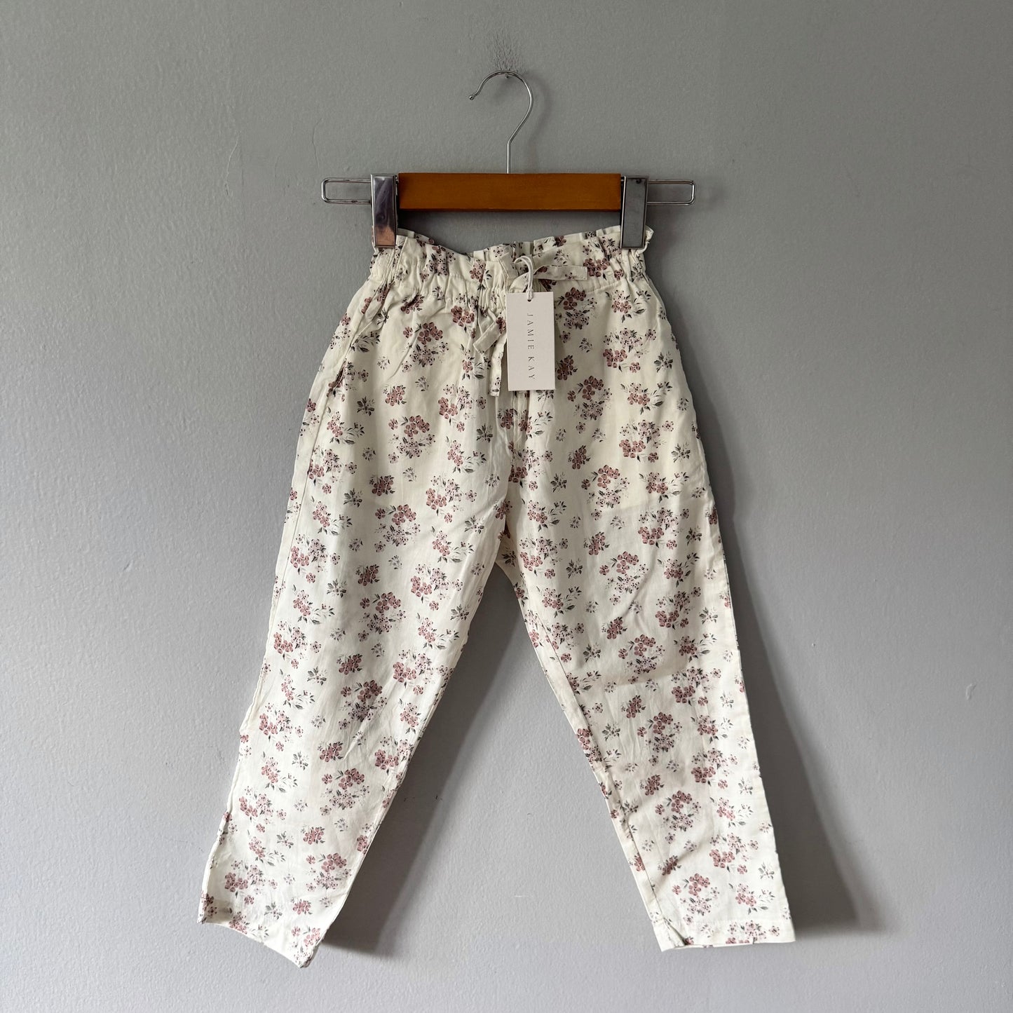 Jamie Kay / White x pink flower pants / 5Y - New with tag