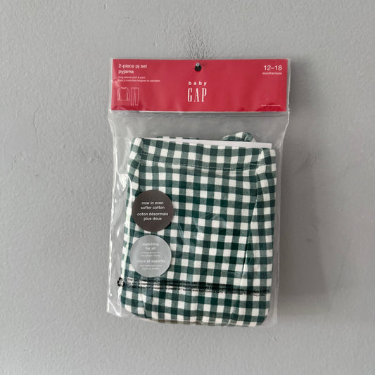 Gap / Ensemble de pyjama à carreaux verts / 12-18 mois - Neuf avec étiquette