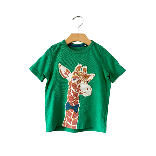 John Lewis / Green x giraffe T-shirt / 4Y