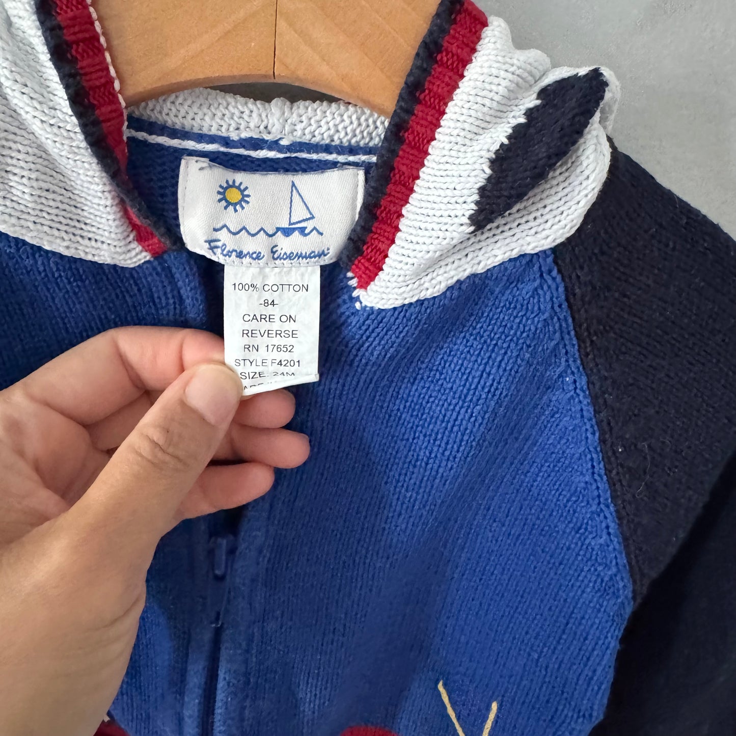 Florence Eiseman / Cotton knit zip up / 12M