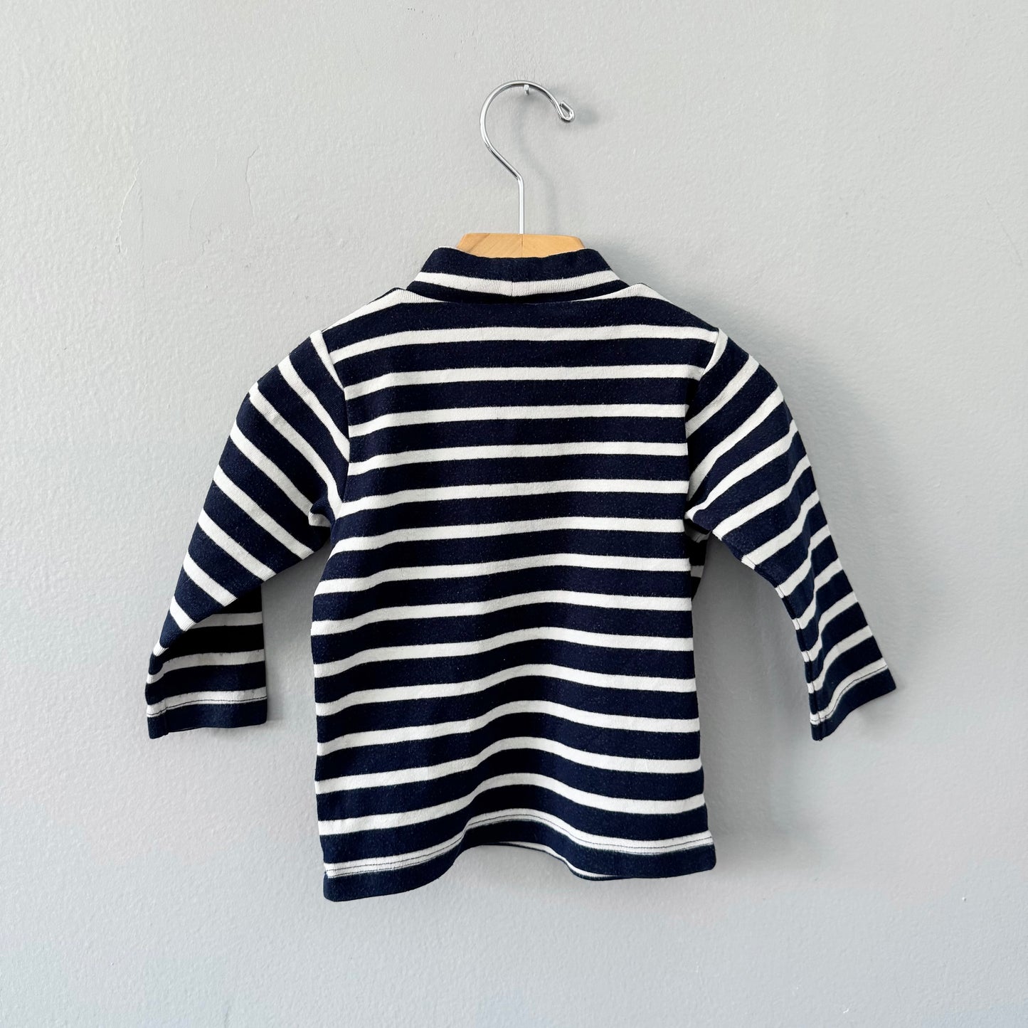 Muji / Haut à manches longues rayé marine et blanc / 80 cm (12 mois)