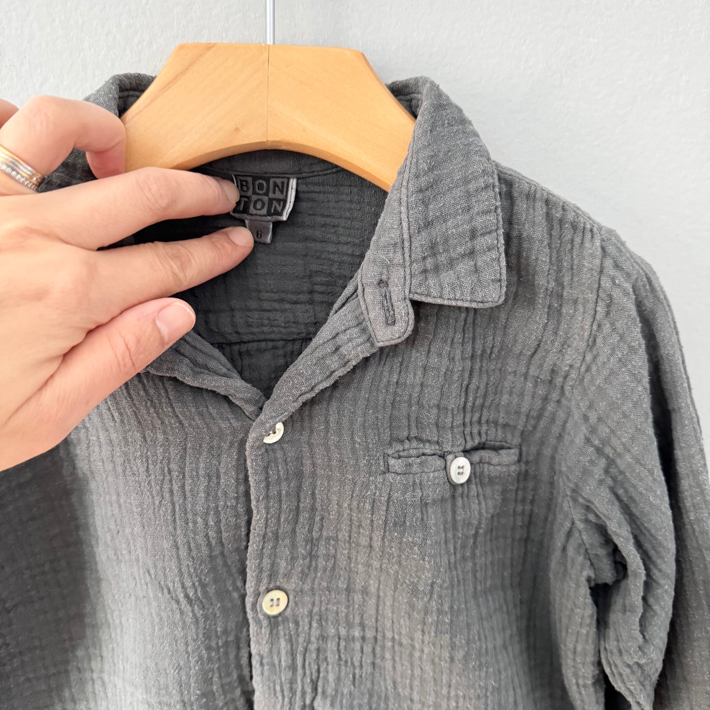 Bonton / Dark grey muslin shirt / 6Y