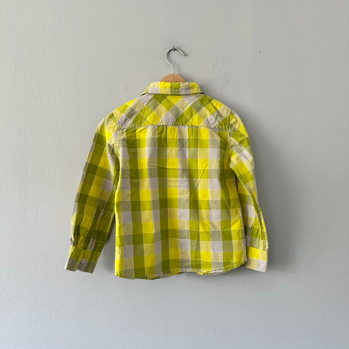 Bebe / Yellow x green check shirt / 4-5Y