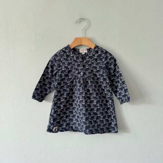 Chipie / Black x doggy pattern dress / 18M