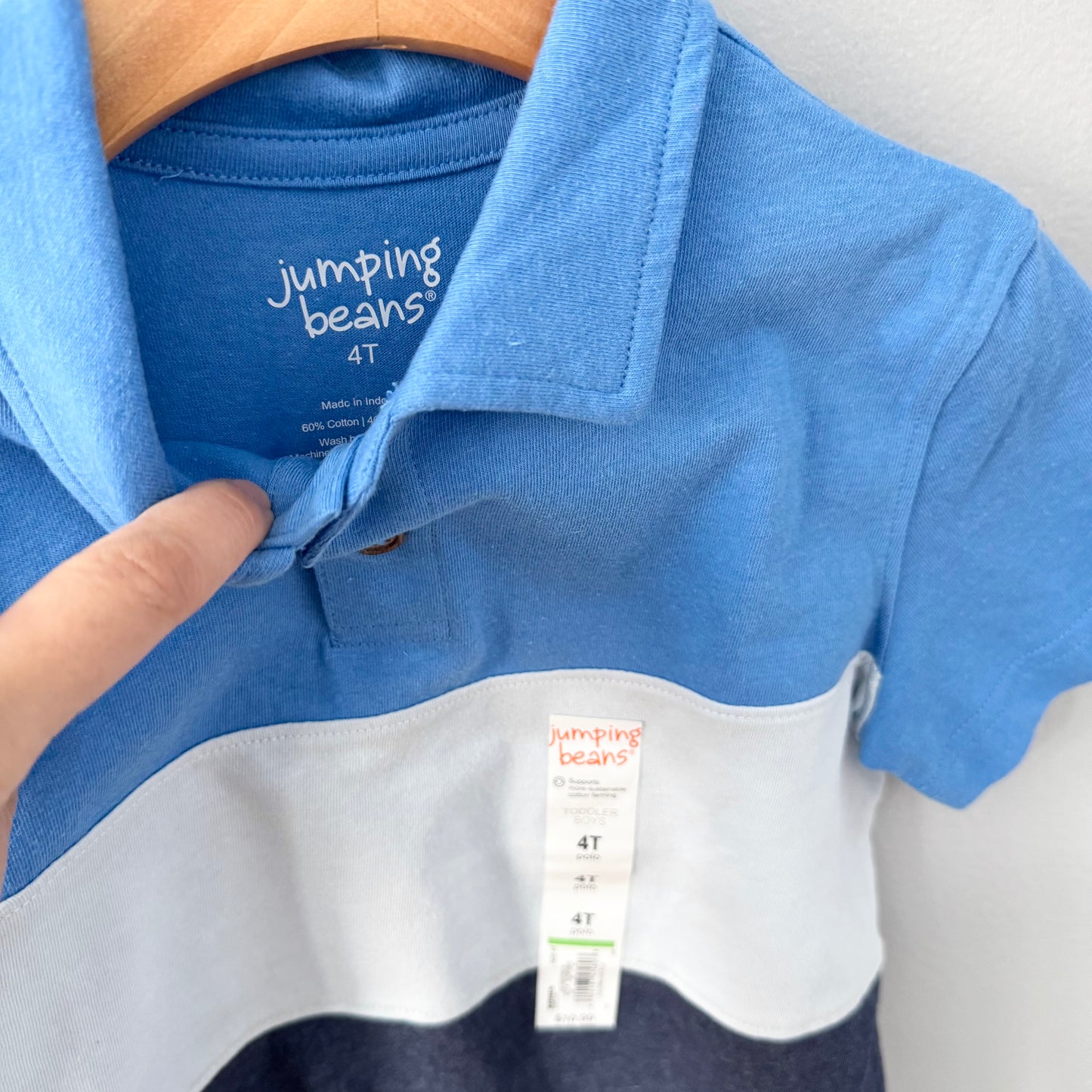Jumping Beans / T-shirt tricolore / 4T - Neuf avec étiquette