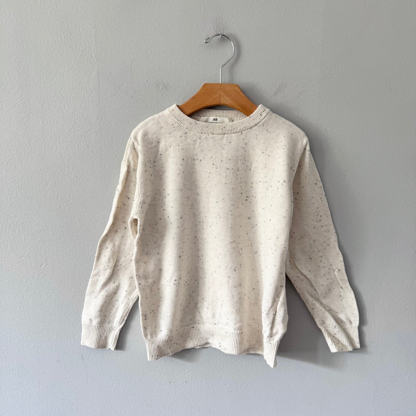 H&M / White x confetti cotton knit pullover / 4-6Y