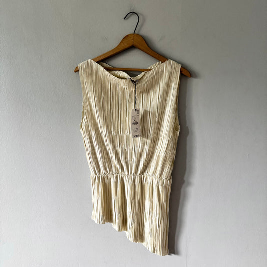 Zara / Beige pleted tank dress / Women S - New with tag