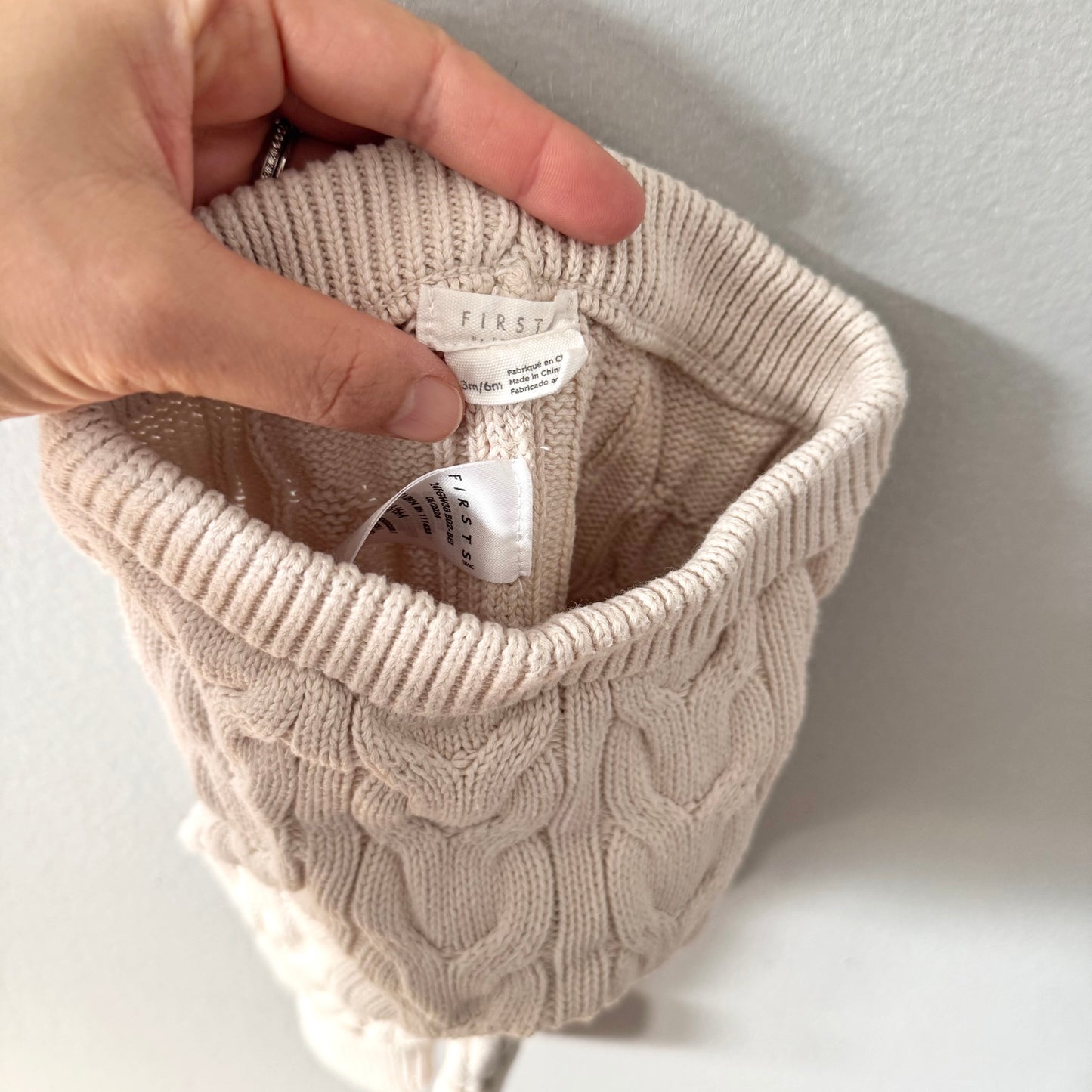 Firsts by petit lem	/ White cable cotton knit set up / 3-6M