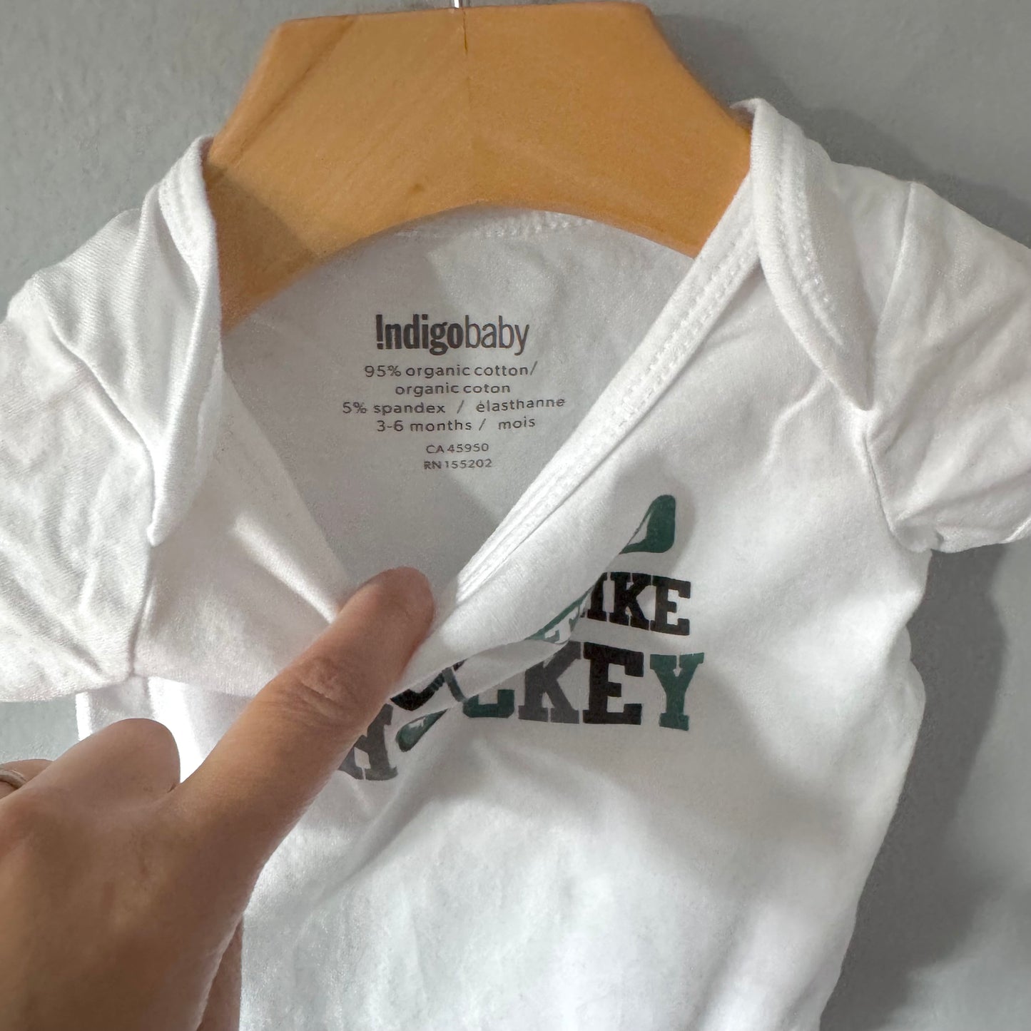 Indigo baby / White organic cotton onesie / 3-6M