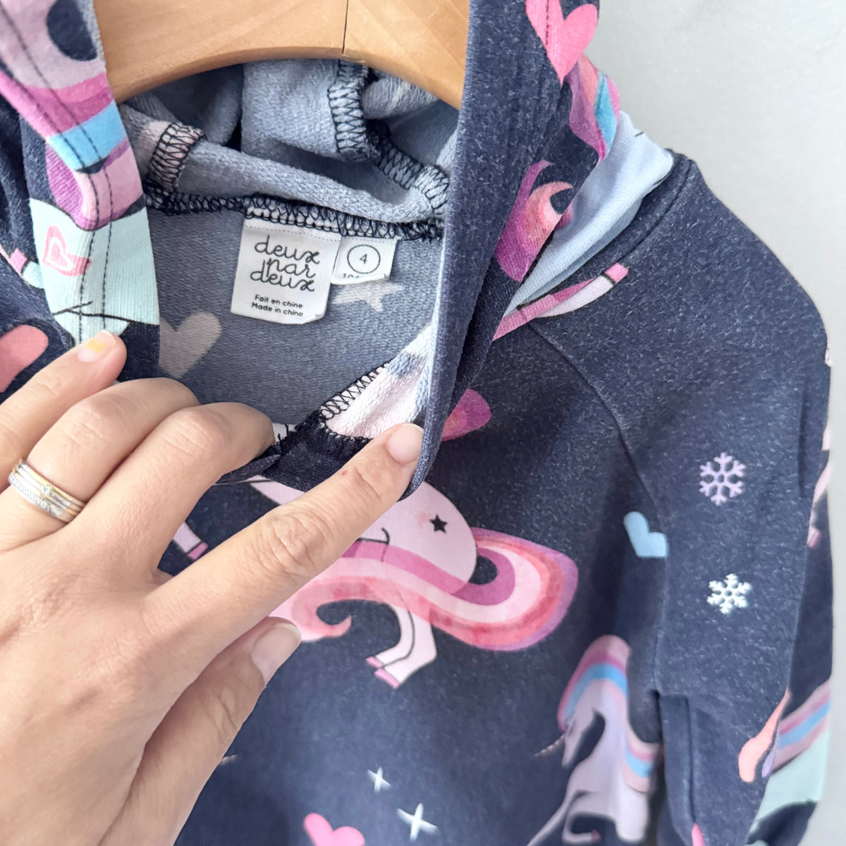 Deux par deux / Navy x unicorn hoodie / 4Y