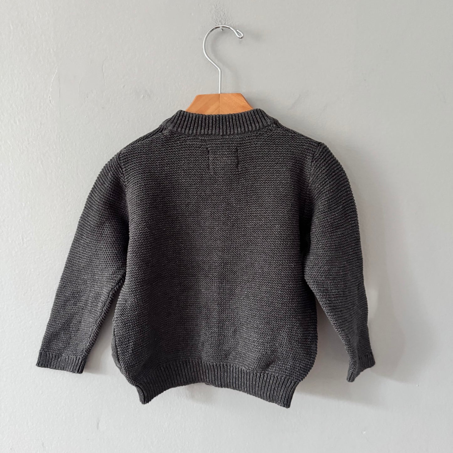 Zara / Dark grey cotton knit zip up jacket / 18-24M