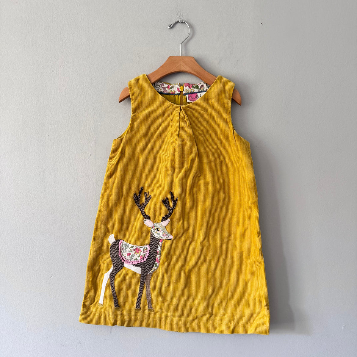 Mini boden / Yellow corduroy dress / 7-8Y