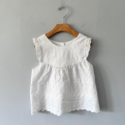 Handmade / White eyelet top / 3-4Y