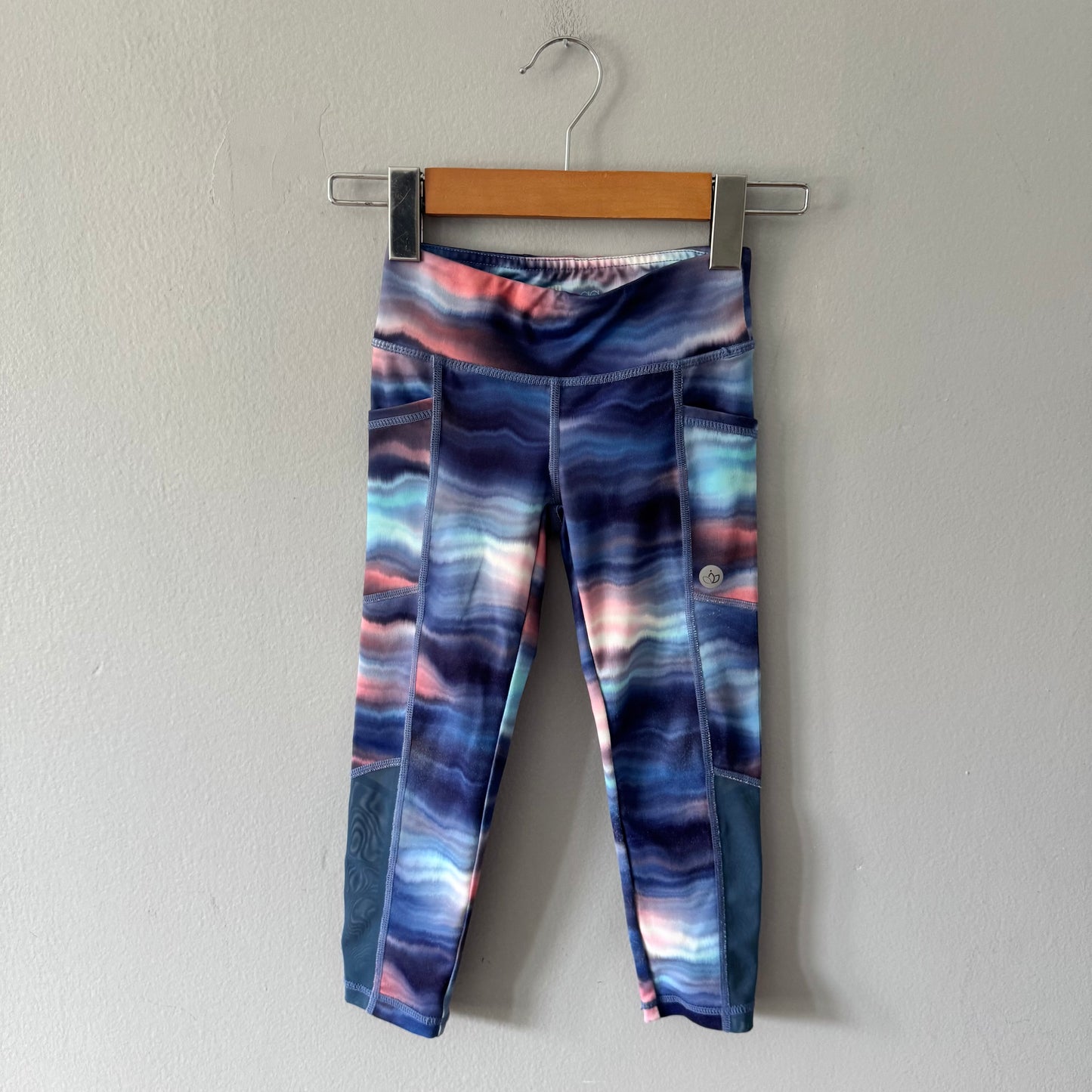 Jill Yoga / Navy orange white leggings / 4Y